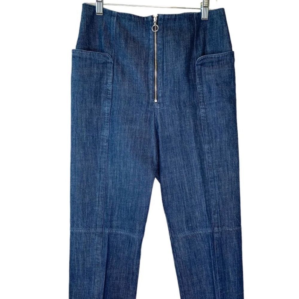 Tibi Wide Tapered Leg Zip Waist Jeans‎ Sz 8